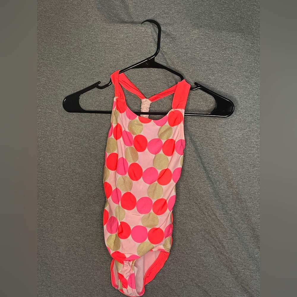 Pink spotted one piece swimsuit